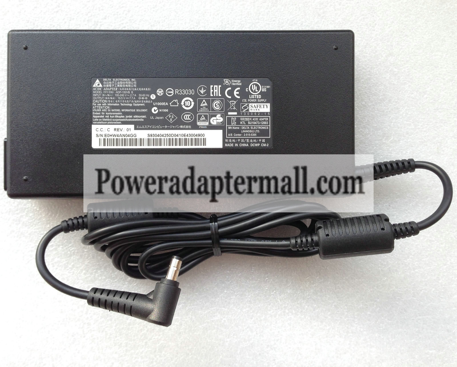 19.5V 7.7A MSI WS60 2OJ-011FR Workstation Notebook AC Adapter